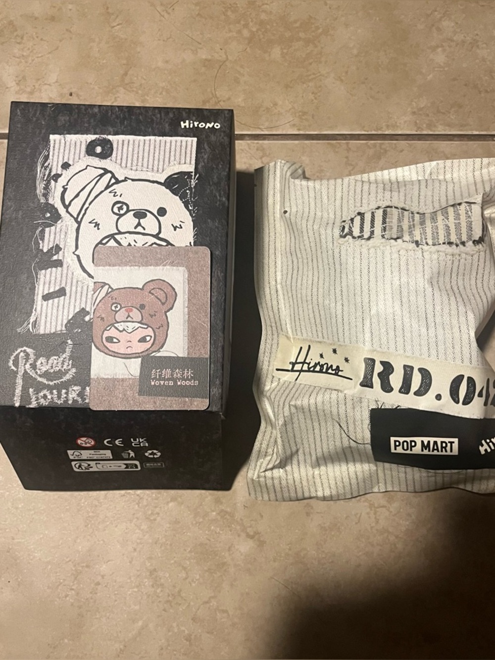 POP Mart Hirono Road to Journal series vinyl face plush bear pendant WOVEN WOODS